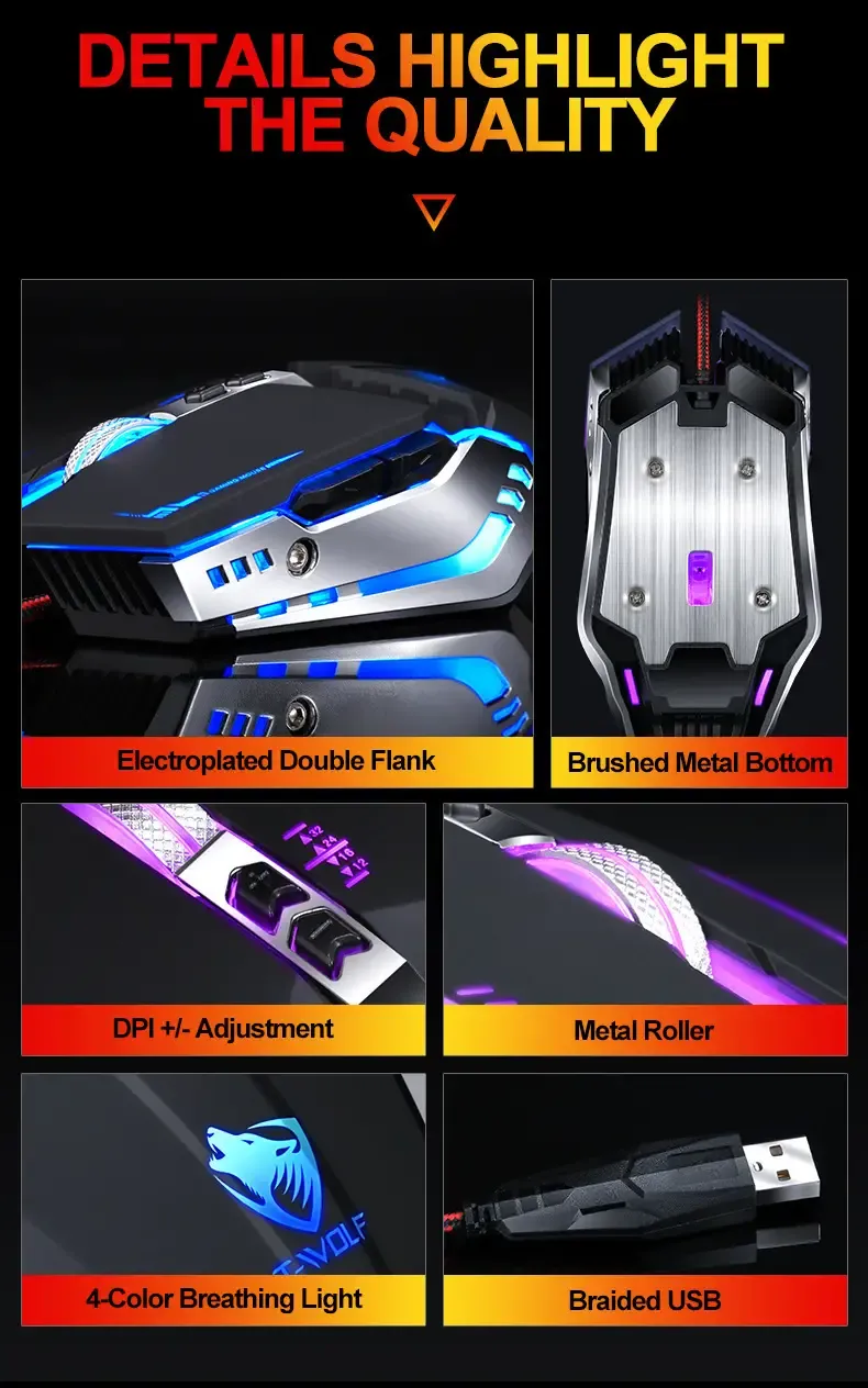 Extralink Gaming Mouse V7 | Gaming mouse | wired, optical, 1600dpi, 7 buttons, LED backlight, EXTRALINK EX.36165 5906168636165