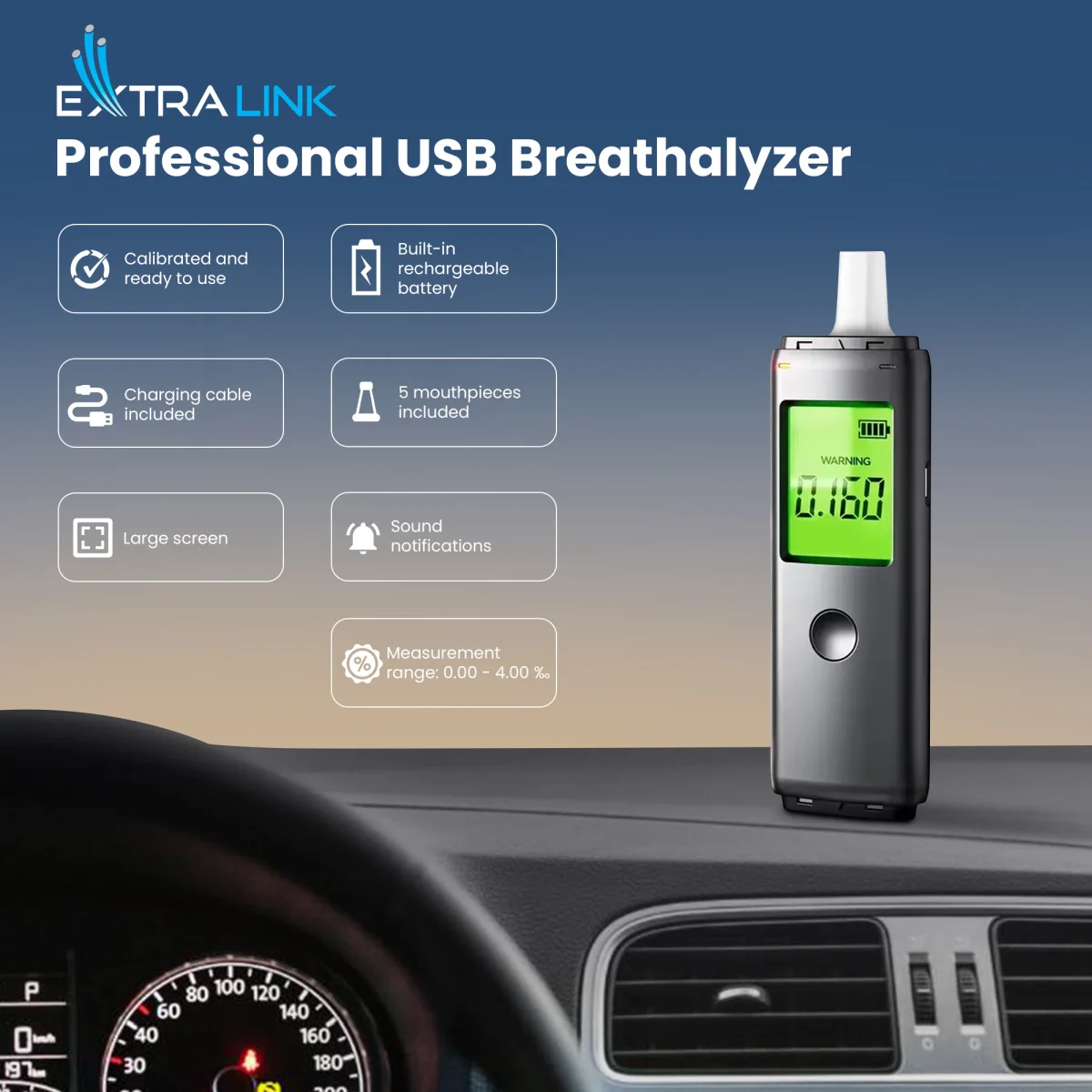 Extralink Alkologic PO-01 | Semiconductor breathalyzer |, EXTRALINK EX.36882 5906168636882