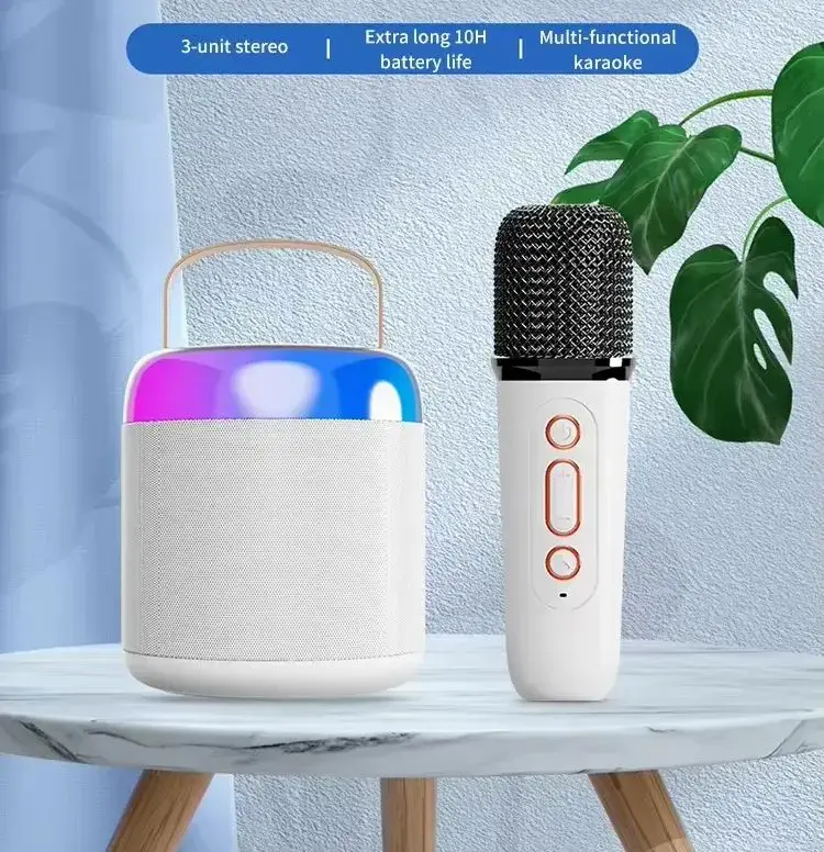 Extralink Kids Wireless Karaoke LED Circle Speaker with Dual Microphone - White, EXTRALINK EX.37667 5906168637667
