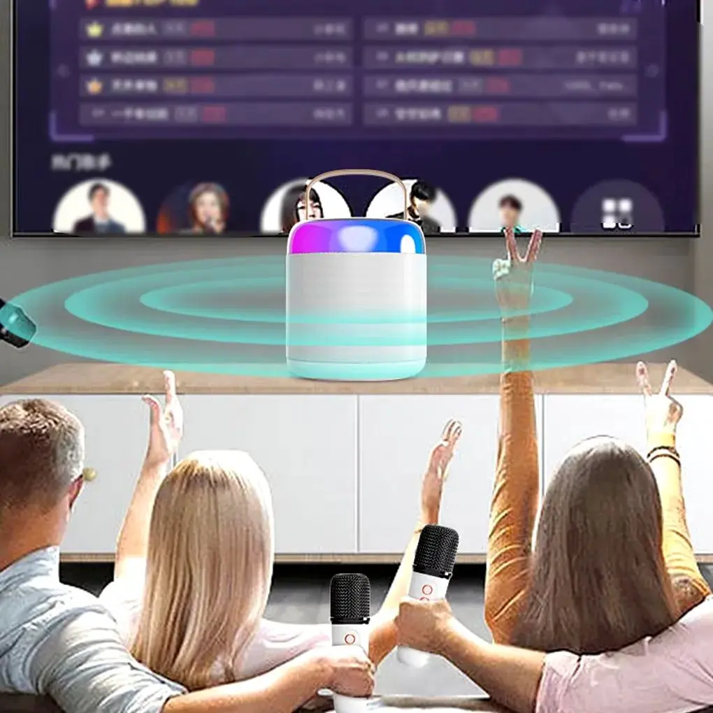Extralink Kids Wireless Karaoke LED Circle Speaker with Dual Microphone - White, EXTRALINK EX.37667 5906168637667