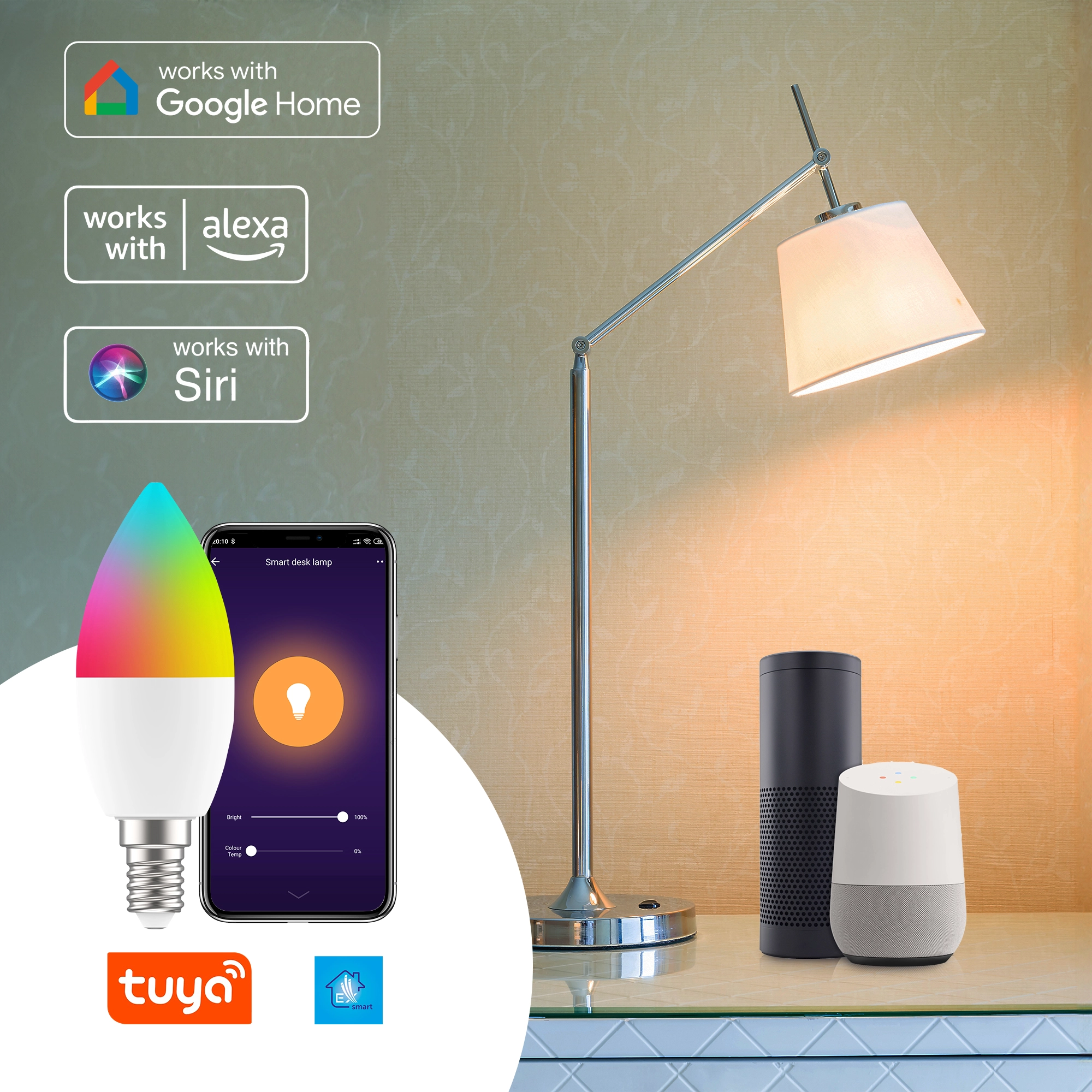 Extralink Smartlife LED Bulb, E14 C37 2700-6500K WiFi 220-240V, Tuya, EXTRALINK LED E14 C37 5906168637438