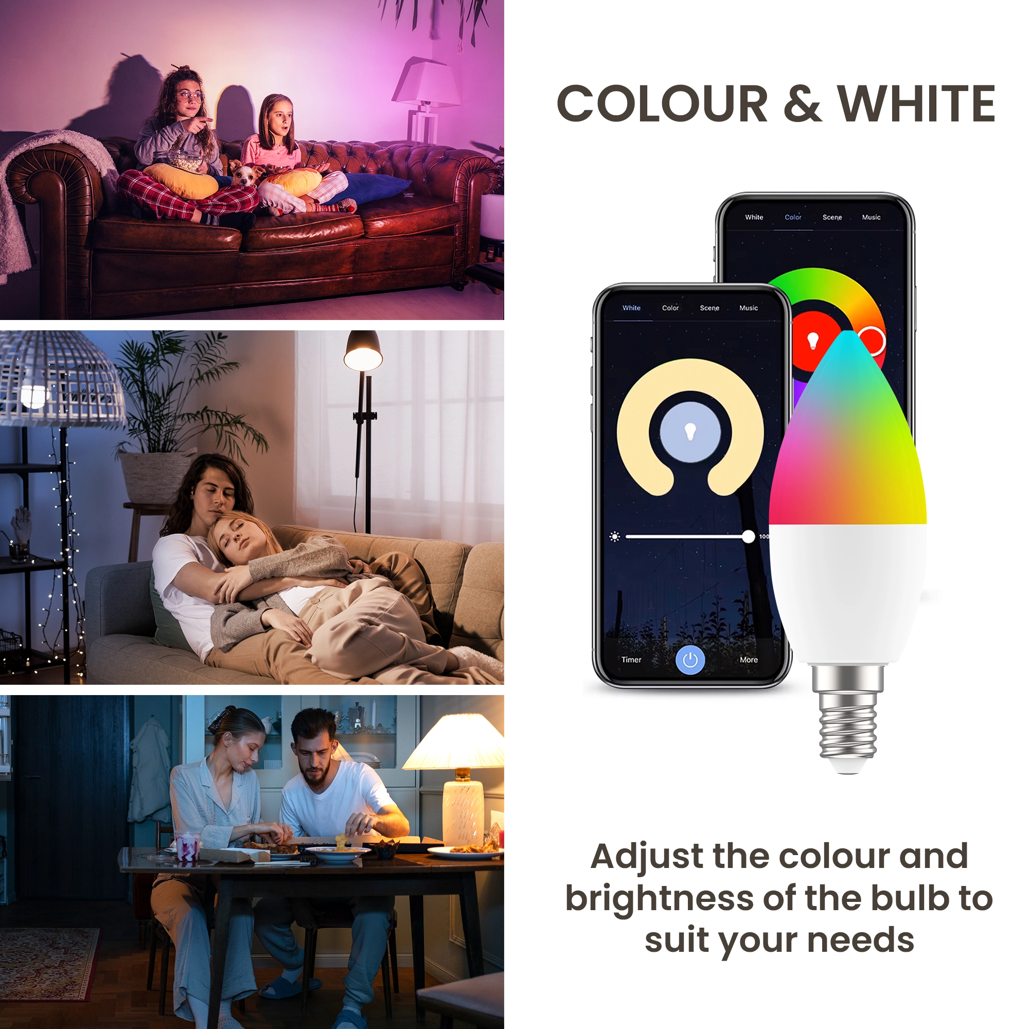 Extralink Smartlife LED Bulb, E14 C37 2700-6500K WiFi 220-240V, Tuya, EXTRALINK LED E14 C37 5906168637438