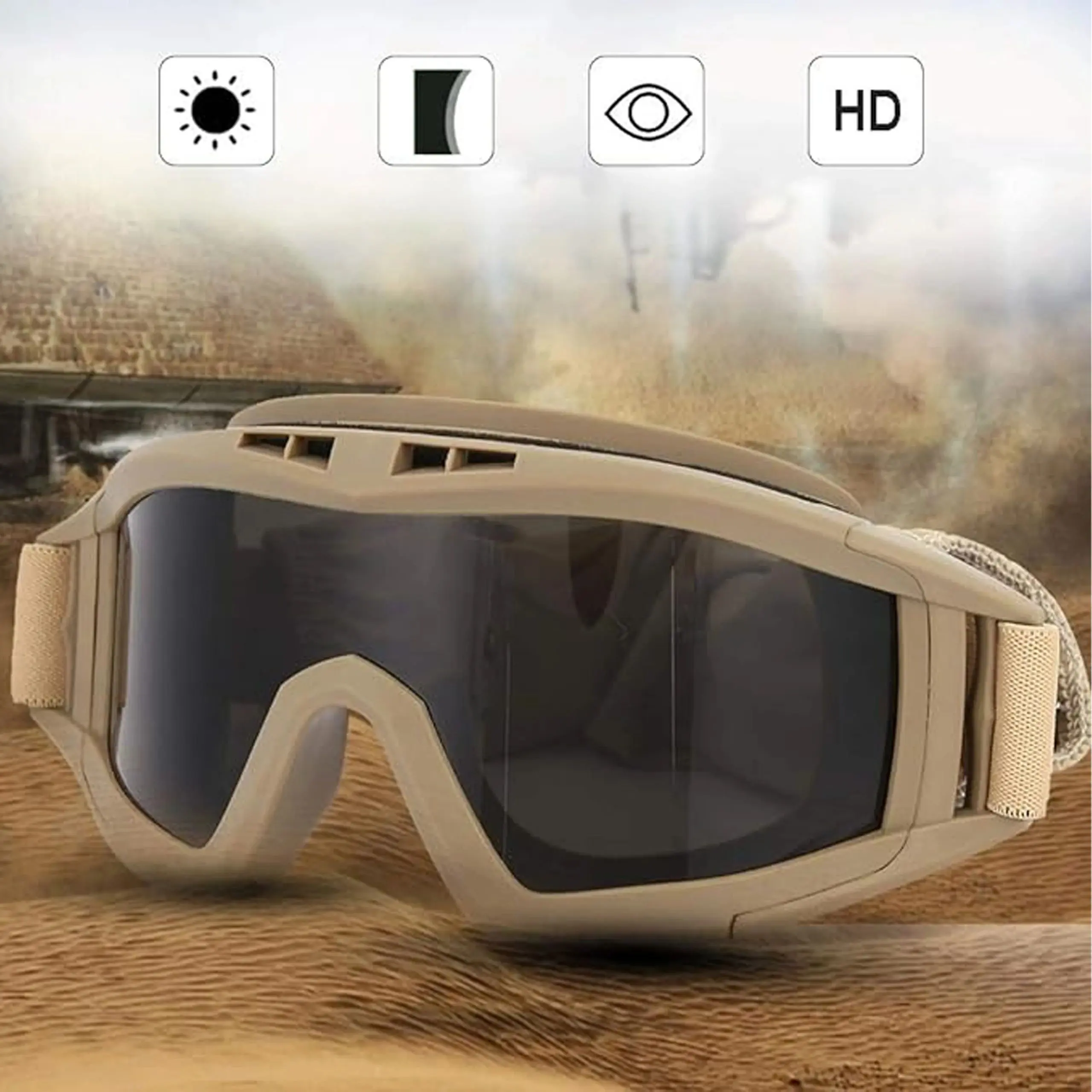 Extralink Military Tactical Glasses, ASG Protective Military Goggles for Airsoft Shooting mil-678, EXTRALINK EX.37322 5906168637322