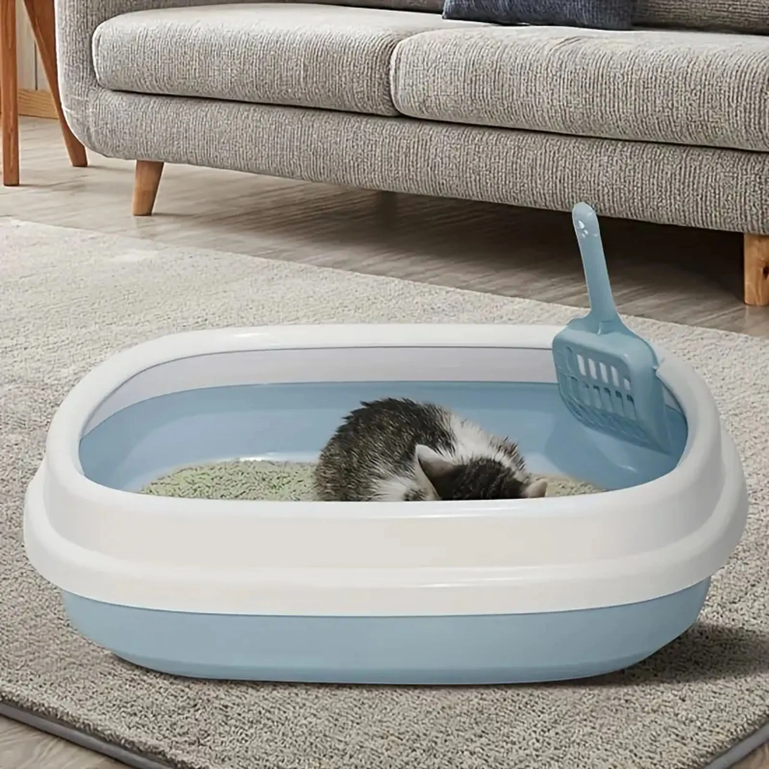 EXTRALINK PETS KUWETA DLA KOTA Z ŁOPATKĄ TOALETA NA ŻWIREK Z RAMKĄ OTWARTA DUŻA PET-847, EXTRALINK EX.38589 5906168638589