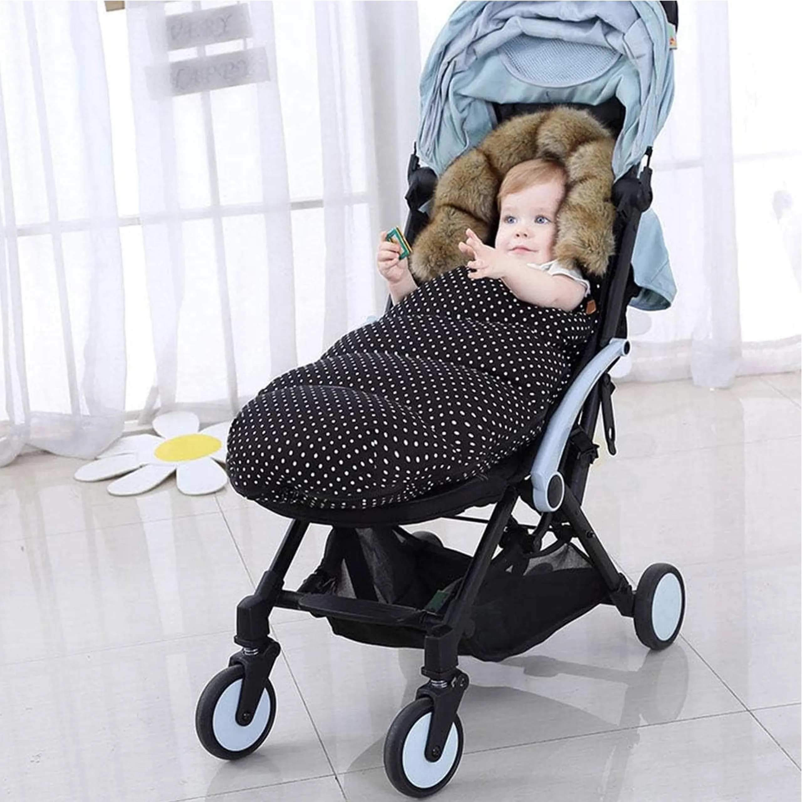 Infant Sleeping Bag for Stroller, Car Seat, and Sled Extralink with Ears, Faux Fur Insulated 100cm Camo, EXTRALINK EX.20116 5907207220116
