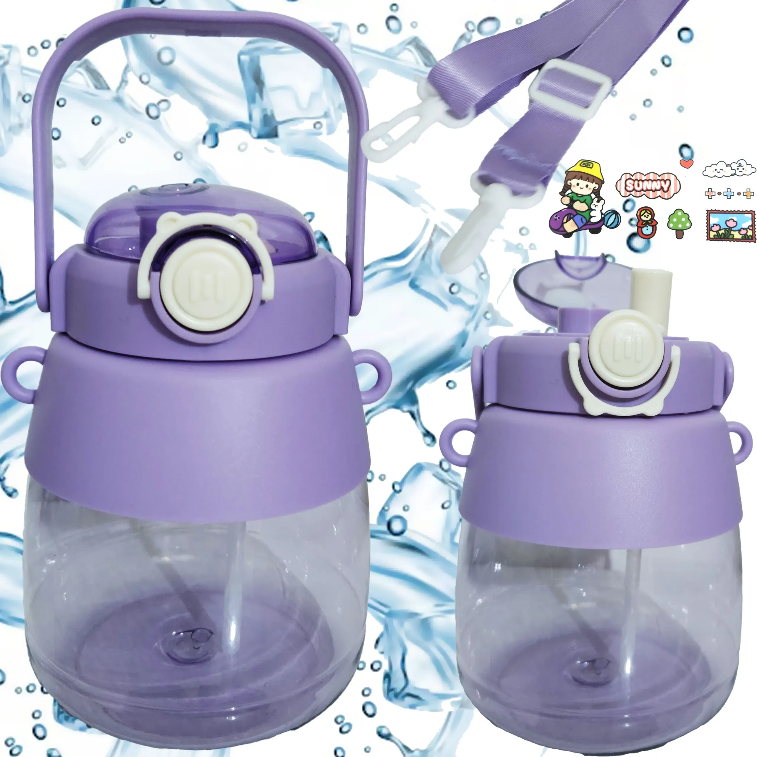 Extralink School Preschool Water Bottle with Straw and Lanyard for Kids 1L, EXTRALINK EX.20253 5907207220253