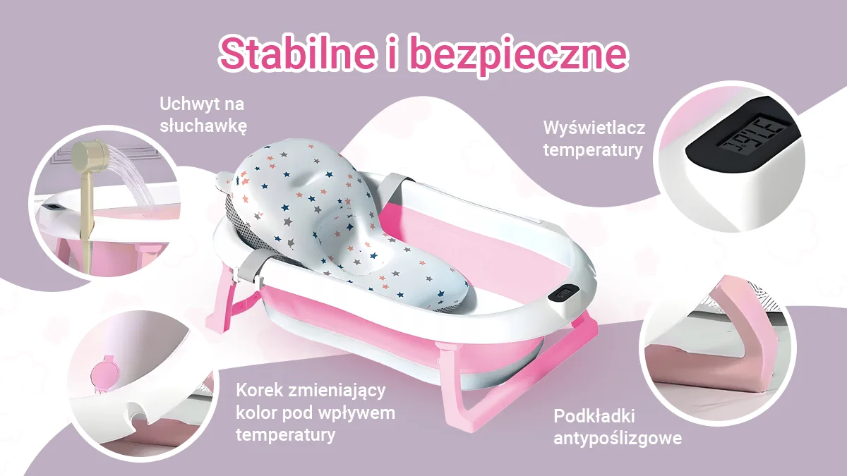 Extralink Kids | Bathtub | pink with LED thermometer, EXTRALINK EX.21007 5907207221007