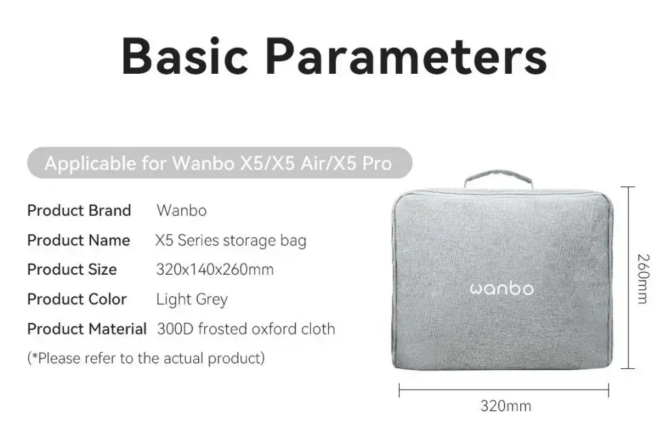 Wanbo Projector Bag | for X5 Air, X5 Pro | Gray, WANBO WANBO BAG FOR X5 AIR/PRO 6970885350702