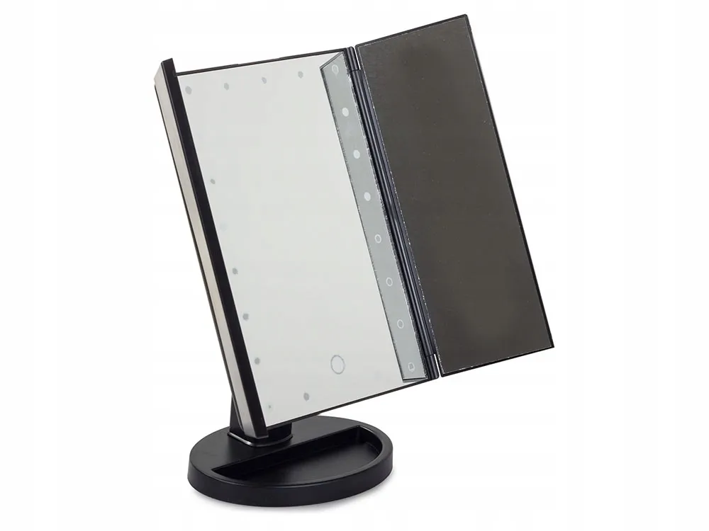 Extralink | Makeup mirror | with magnification, black, extendable, illuminated, with stand, EXTRALINK EX.23803 5907207223803