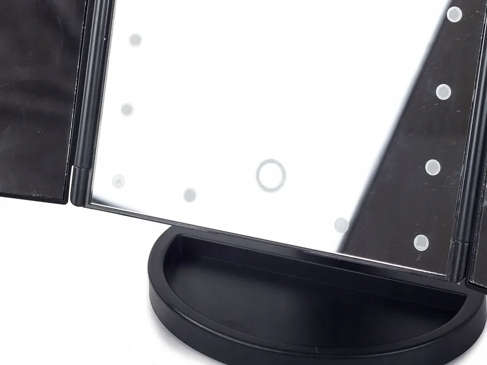 Extralink | Makeup mirror | with magnification, black, extendable, illuminated, with stand, EXTRALINK EX.23803 5907207223803