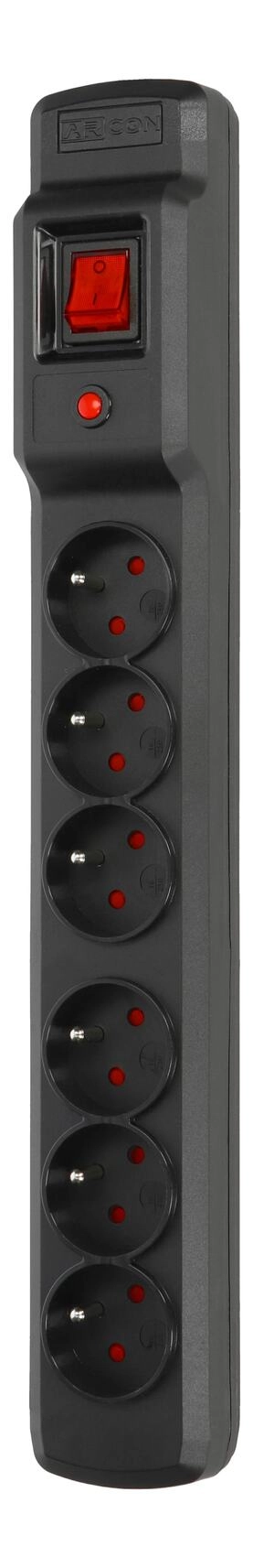 Arcon M6 Black Power Strip 5m, Surge Protector, 6 Outlets, 5m Cable, ARMAC ARCON M6 5M BLACK 5904722197787