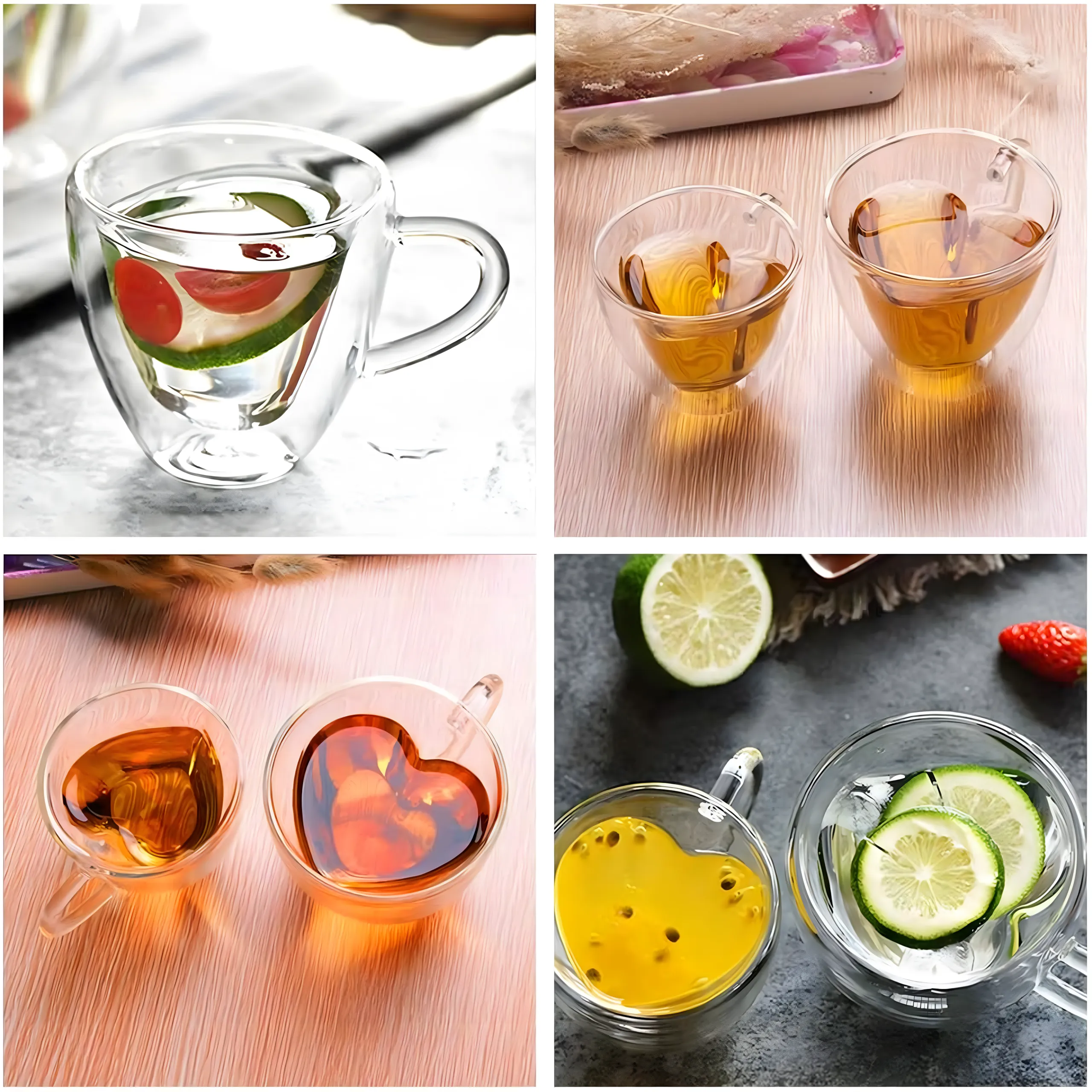 Extralink Home Heart-Shaped Love Mug, Double-Walled Heat-Resistant Glass Cup 250ml, EXTRALINK EX.24091 5907207224091