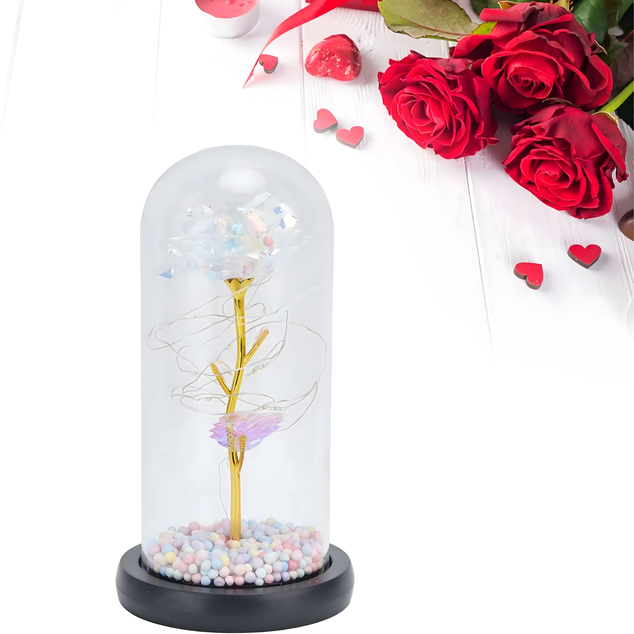 Eternal Rose in Glass Extralink Home, White LED Light, EXTRALINK EX.24176 5907207224176
