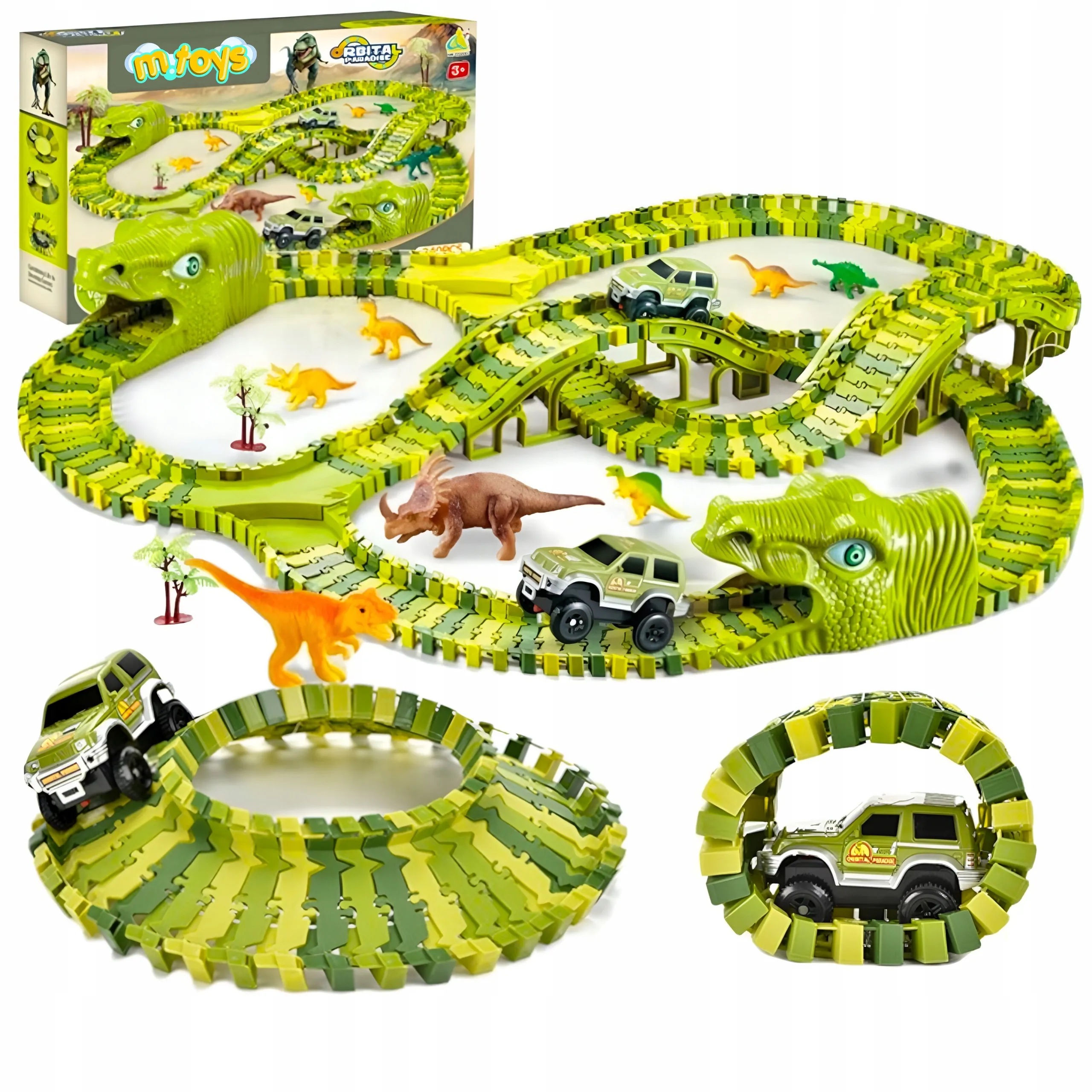 EXTRALINK TOYS DUŻY TOR WYŚCIGOWY SAMOCHODOWY DINOZAUR DINO PARK PARK DINOZAURÓW XXL 271 EL, EXTRALINK EX.24220 5907207224220