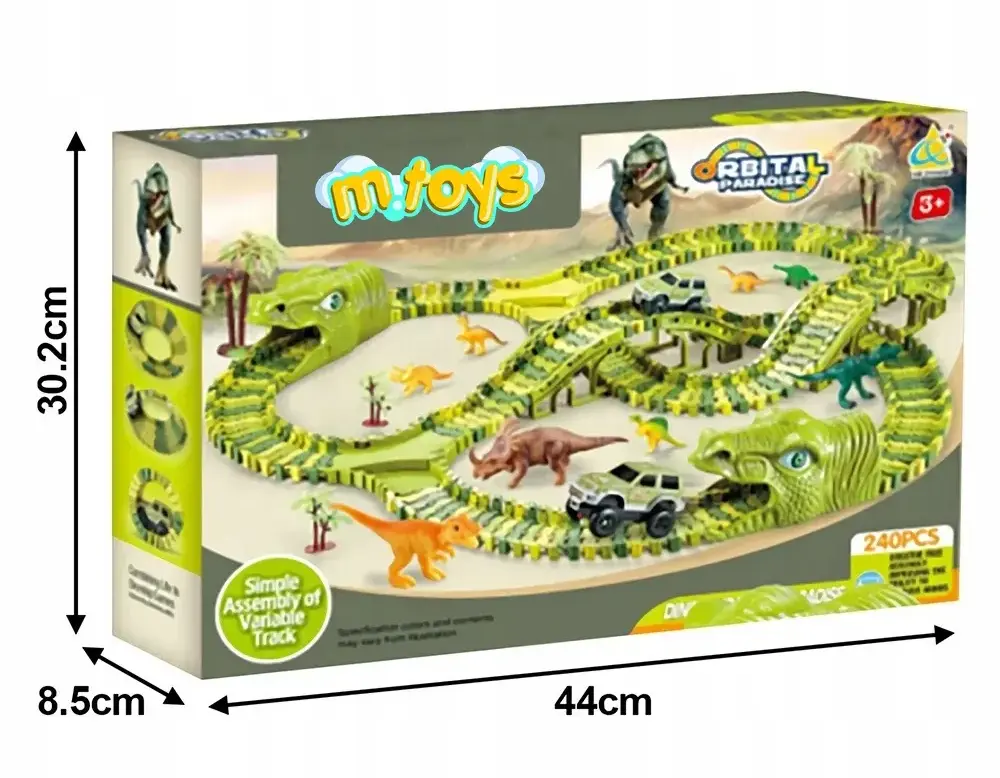 EXTRALINK TOYS DUŻY TOR WYŚCIGOWY SAMOCHODOWY DINOZAUR DINO PARK PARK DINOZAURÓW XXL 271 EL, EXTRALINK EX.24220 5907207224220