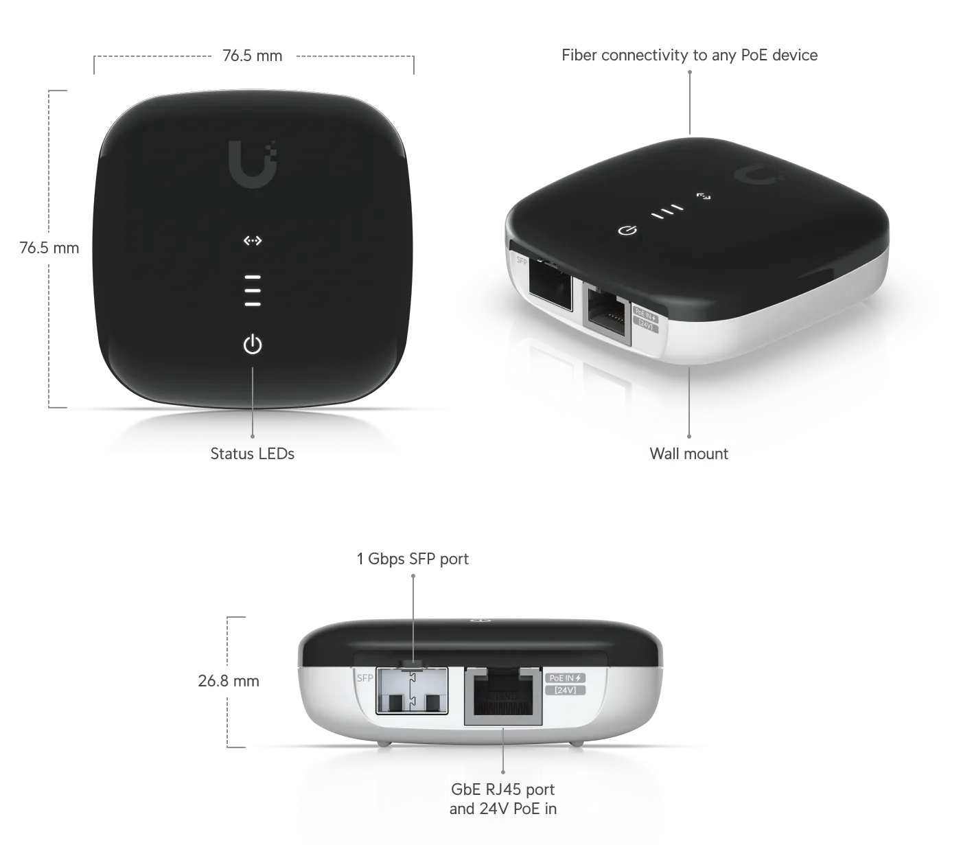 Ubiquiti UACC-AE | Fiber-to-copper media module | Active Ethernet, 1x SFP, 1x GbE RJ45, UBIQUITI UACC-AE 0817882026734