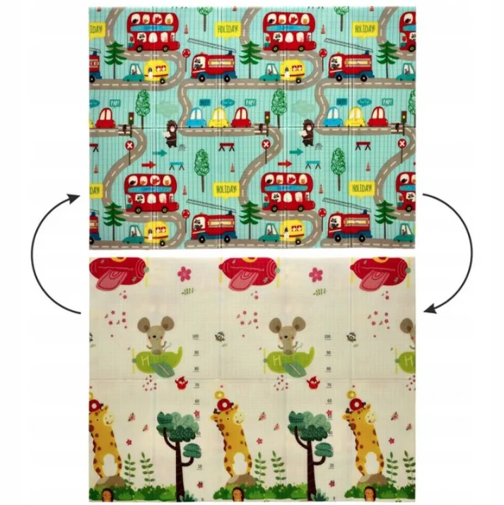 EXTRALINK DWUSTRONNA MATA EDUKACYJNA STYMULUJĄCA 150x200x1 CM SKŁADANA SAMOCHODY-SAMOLOTY + TORBA - 4305, EXTRALINK EX.27870 5907207227870