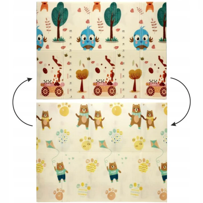 EXTRALINK DWUSTRONNA MATA EDUKACYJNA STYMULUJĄCA 150x200x1 CM SKŁADANA ZWIERZĘTA-MISIE + TORBA - 4312, EXTRALINK EX.27887 5907207227887