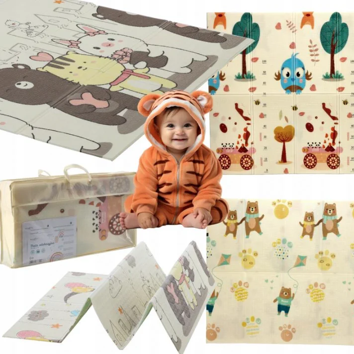 EXTRALINK DWUSTRONNA MATA EDUKACYJNA STYMULUJĄCA 150x200x1 CM SKŁADANA ZWIERZĘTA-MISIE + TORBA - 4312, EXTRALINK EX.27887 5907207227887