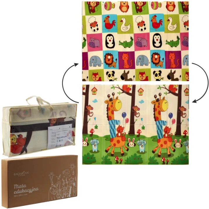EXTRALINK DWUSTRONNA MATA EDUKACYJNA STYMULUJĄCA 150x200x1 CM SKŁADANA ZWIERZĘTA + TORBA - 4336, EXTRALINK EX.27900 5907207227900