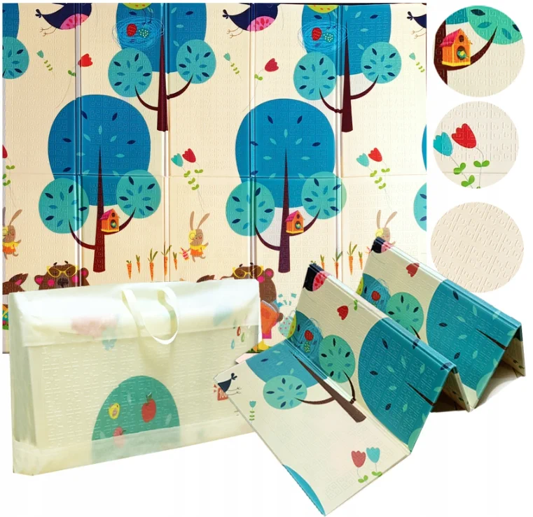 EXTRALINK DWUSTRONNA MATA EDUKACYJNA STYMULUJĄCA 180x200x1 CM SKŁADANA ZWIERZĘTA-DRZEWA + TORBA - 4350, EXTRALINK EX.27924 5907207227924