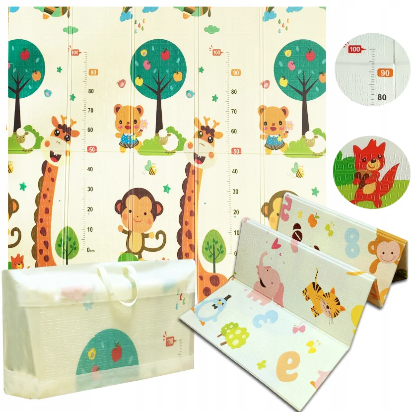 EXTRALINK DWUSTRONNA MATA EDUKACYJNA STYMULUJĄCA 180x200x1 CM SKŁADANA ZWIERZĘTA-CYFRY + TORBA - 4367, EXTRALINK EX.27931 5907207227931