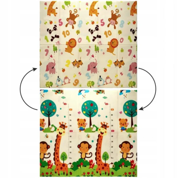 EXTRALINK DWUSTRONNA MATA EDUKACYJNA STYMULUJĄCA 180x200x1 CM SKŁADANA ZWIERZĘTA-CYFRY + TORBA - 4367, EXTRALINK EX.27931 5907207227931