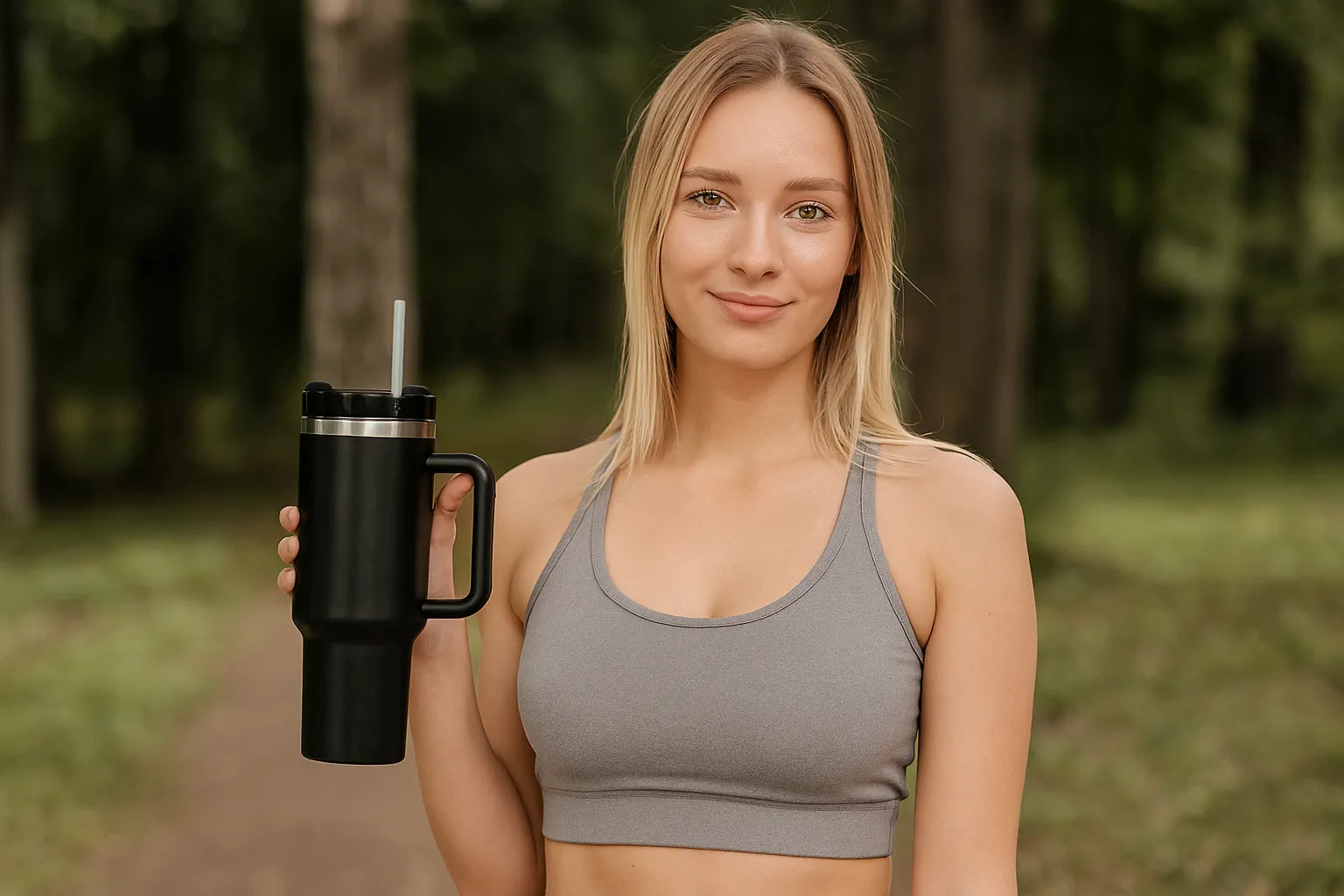 Black Forest | Thermo mug with straw | thermos with handle, 1200ml, black, EXTRALINK EX.28600 5907207228600