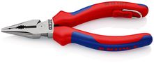 KNIPEX 08 22 145 T Needle-Nose Combination Pliers with multi-component grips, with integrated tether attachment point for a tool tether black atramentized 145 mm 08 22 145 T