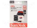 Memory card; Android; microSDXC; R: 140MB/s; Class 10 UHS U1; 64GB SANDISK SDSQUAB-064G-GN6MA