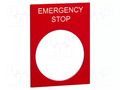 Label; red; Button marking: EMERGENCY STOP; control cassette SCHNEIDER ELECTRIC ZB2BY2330