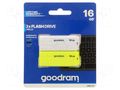 Pendrive; USB 2.0; 16GB; R: 20MB/s; W: 5MB/s; white,yellow; USB A GOODRAM UME2-0160MXR11-2P