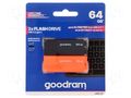 Pendrive; USB 3.2; 64GB; R: 60MB/s; W: 20MB/s; black,orange; USB A GOODRAM UME3-0640MXR11-2P