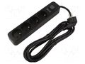 Plug socket strip: protective; Sockets: 4; 230VAC; 16A; black; KERG KERG M02514