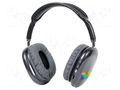 Wireless headphones with microphone; black; USB C; 20Hz÷20kHz GEMBIRD BHP-LED-02-BK