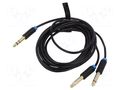 Cable; Jack 6.3mm 2pin plug x2,Jack 6,3mm 3pin plug; 2m; black VENTION BATBH