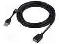 Cable; USB 2.0; USB A socket,USB A plug; nickel plated; 2m; black VENTION VAS-A44-B200