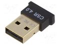 BT adapter; black; USB A plug; Bluetooth 4.0,USB 2.0; 50m; 3Mbps SAVIO SAVBT-040