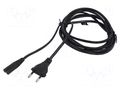 Cable; 2x0.75mm2; CEE 7/16 (C) plug,IEC C7 female; PVC; 3m; black SAVIO SAVKABELCL-105