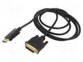 Cable; DisplayPort plug,DVI-D (24+1) plug; Len: 3m; black; 30AWG SAVIO SAVKABELCL-122