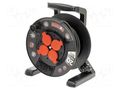 Extension lead; 3x2.5mm2; reel,with non-rotating sockets; black KEL W-100025