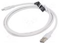 Cable; USB 2.0; USB A plug,USB C plug; nickel plated; 1.5m; white VENTION CTHWG
