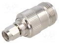 Adapter; N female,RP-SMA male; Insulation: PTFE; 50Ω; brass; 11GHz AMPHENOL RF 242112RP