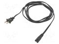 Cable; 2x18AWG; IEC C7 female,NEMA 1-15 (A) plug; PVC; 2.4m; 7A Qualtek Electronics 223021-01
