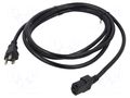 Cable; 3x14AWG; IEC C13 female,NEMA 5-15 (B) plug; PVC; 2m; black Qualtek Electronics 312016-01