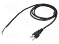 Cable; 3x18AWG; NEMA 5-15 (B) plug,wires; PVC; 1.8m; black; 10A Qualtek Electronics 211011-01