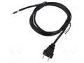 Cable; 2x18AWG; NEMA 1-15 (A) plug,wires; PVC; 1.8m; black; 10A Qualtek Electronics 221001-01