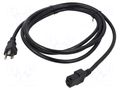 Cable; 3x18AWG; NEMA 5-15 (B) plug,wires; PVC; 2.3m; black; 10A Qualtek Electronics 312003-01