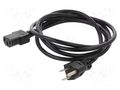 Cable; 3x18AWG; IEC C13 female,NEMA 5-15 (B) plug; PVC; 1.8m Qualtek Electronics 212099-01