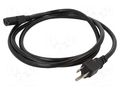 Cable; 3x16AWG; IEC C13 female,NEMA 5-15 (B) plug; PVC; 2m; black Qualtek Electronics 312011-01